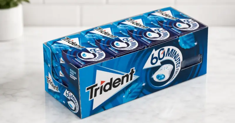 Pack Ahorro de 16 Cajetillas de Chicles Trident 60 Minutos Menta sin Azúcar con 46% de Descuento