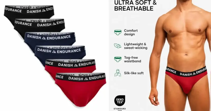 Pack x6 calzoncillos slip Danish Endurance de bambú ultra suave con 44% de descuento por 26,90 €