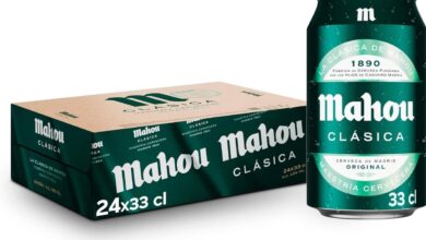 Pack de 24 cervezas Mahou Clásica en lata por solo 11,76€ con un 35% de descuento, ideal para refrescar tus aperitivos