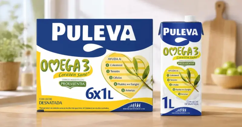 Pack x6 Leche Puleva Omega 3 de 1 litro con un 30% de descuento por solo 6,76 € en Amazon