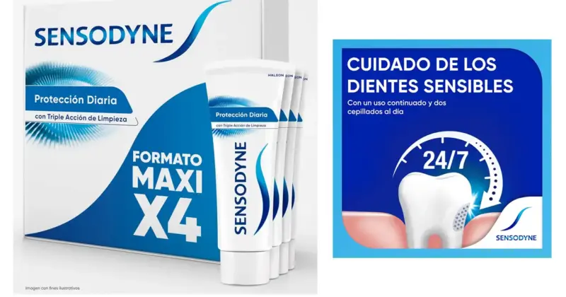 Pack x4 Sensodyne Protección Diaria: cuidado eficaz para dientes sensibles a solo 11,86 € con 25% de descuento