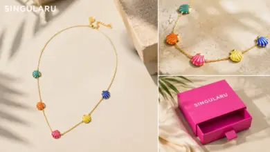 Collar Singularu Conchas Enamel en baño de oro 18 kt por 19,99 € con un 50% de descuento