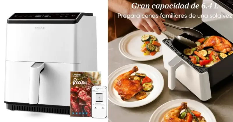 Freidora sin aceite Cosori Dual Blaze 6,4L con control inteligente y gran capacidad a precio rebajado