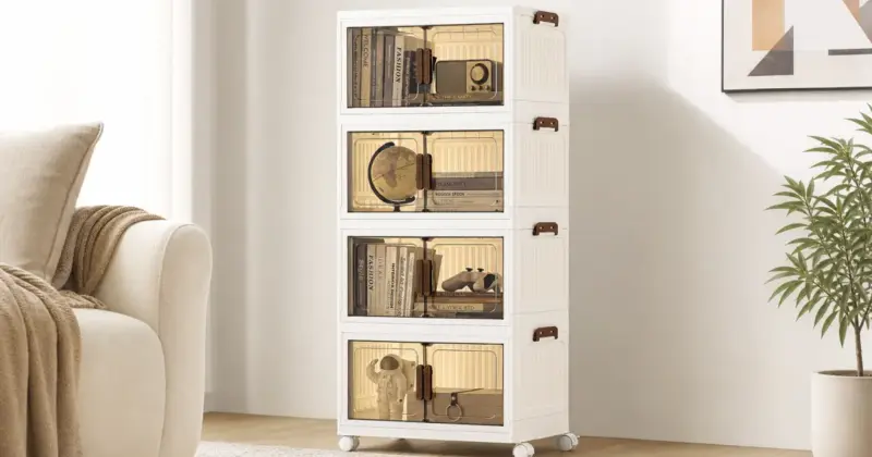Organizador Songmics de 4 niveles con ruedas y puertas magnéticas por 29,99 € - Ideal para mantener el orden con facilidad