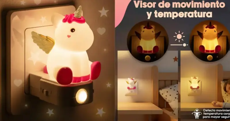 Luz nocturna infantil Unicornio AMHÖ por solo 9,99 € con sensor automático y colores cambiantes