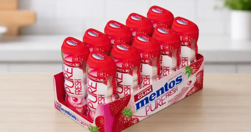 Pack de 10 botes de chicles Mentos Pocket Fresa sin azúcar con gran descuento