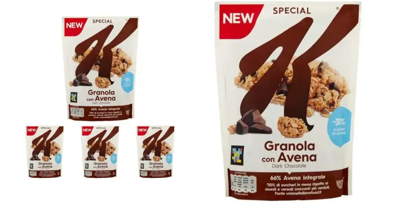 Pack de 4 Kellogg's Special K Granola con Avena y Chocolate Negro por solo 10,60 €: Desayuno Saludable y Delicioso con 26% de Descuento