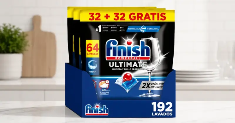 Pack 192 pastillas Finish Powerball Ultimate: limpieza eficaz a solo 0,12 € cada una con gran descuento