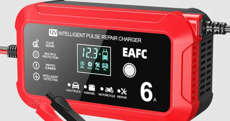Cargador Inteligente EAFC 12V 6A para Baterías de Coche y Moto con Pantalla LCD - Oferta con 71% de Descuento