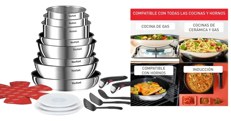 Juego completo de sartenes y cazos Tefal Ingenio Emotion con 35% de descuento y envío gratuito