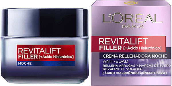 L'Oréal Revitalift Filler Crema de Noche: Rellena Arrugas con Ácido Hialurónico y Gran Descuento