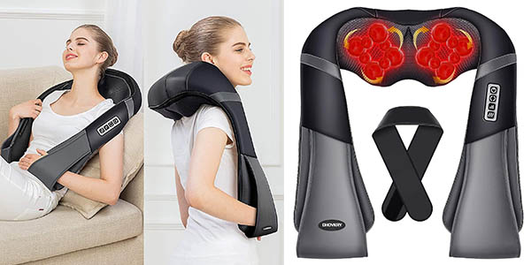 Masajeador Shiatsu Takrink con 3 Niveles de Velocidad por 25,72 €: Alivio Profesional en Casa