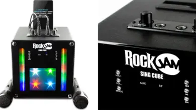 Kit karaoke RockJam Singcube con micrófonos dobles y luces LED por menos de 18 €