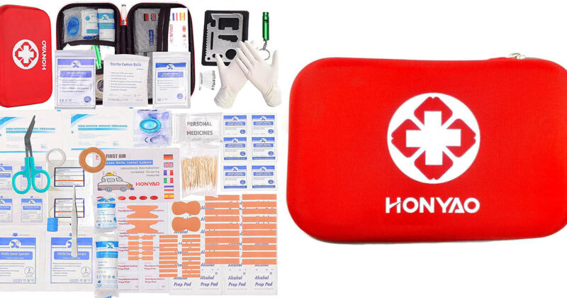 Botiquín de Primeros Auxilios HONYAO con 200 Piezas: Completo y Compacto por Menos de 21€