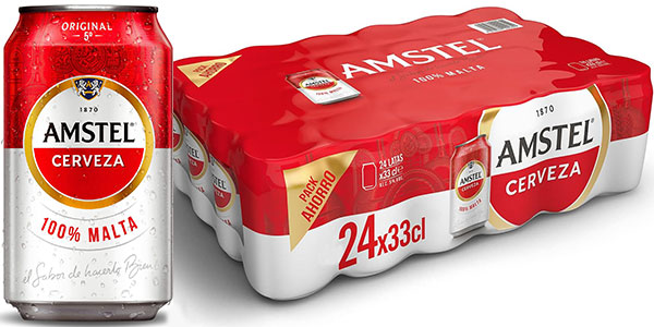 Oferta destacada: Pack de 24 latas de cerveza Amstel de 33 cl a sólo 11,16 € con un 35% de descuento