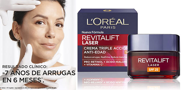 Crema L'Oréal Paris Revitalift Laser SPF 25: Tratamiento antiarrugas con gran descuento