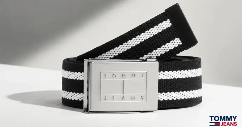 Cinturón Tommy Jeans Ryan Stripe para hombre con ajuste cómodo y 51% de descuento
