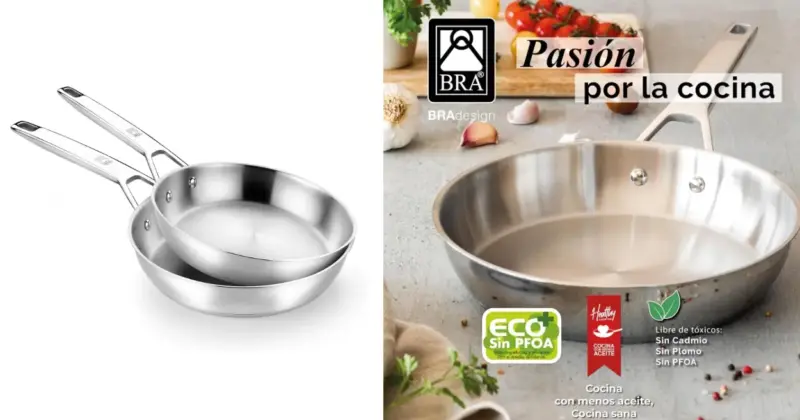 Juego de sartenes BRA Signature en acero inoxidable con 24% de descuento en Amazon