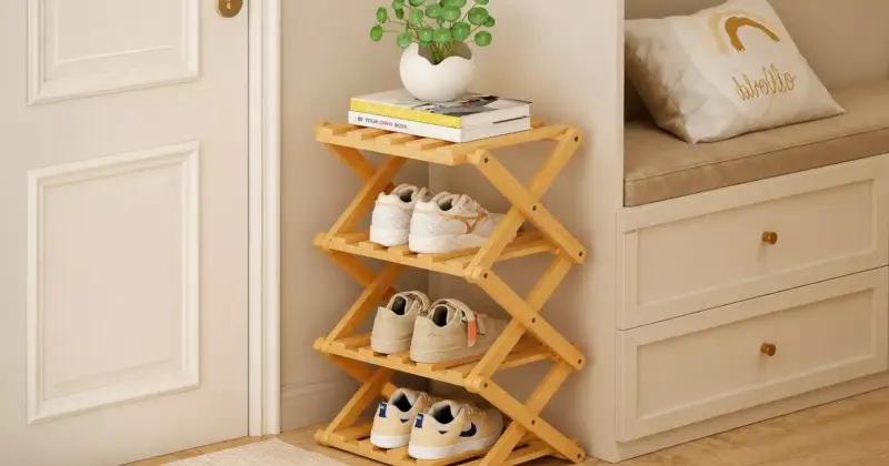Organiza tu calzado con estilo y ahorro: zapatero plegable de bambú de 4 niveles por 24,69 € con 12% de descuento