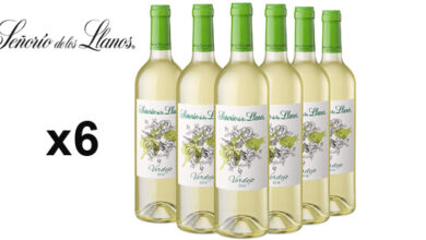 Pack x6 botellas vino blanco Señorío de los Llanos Verdejo con 16% de descuento, ideal para maridar y refrescar tus comidas
