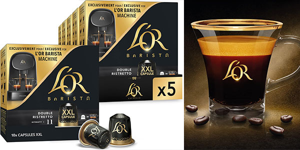 Pack de 50 cápsulas L'or Barista Double Ristretto con sabor intenso y 15% de descuento en Amazon