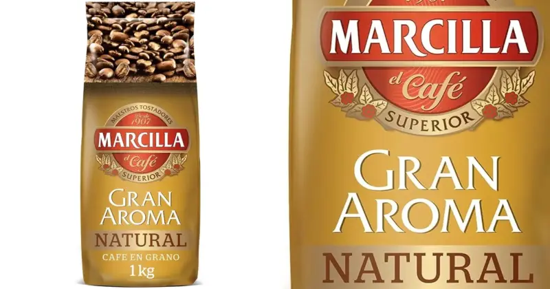Café en grano Marcilla Gran Aroma Natural 1 kg con un intenso aroma y un 23% de descuento