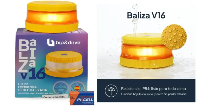 Baliza V16 Bip&Drive Homologada DGT con geolocalización a solo 12,30 €: seguridad y normativa en carretera