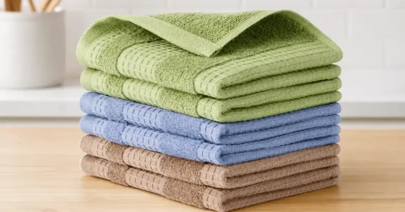 Pack de 6 paños de cocina Amazon Basics de algodón orgánico con textura gofre a precio irresistible