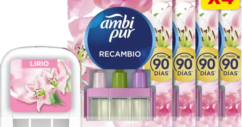 Ambientador eléctrico Ambi Pur 3Volution con 4 recambios de Brisa de Lirio a 19,99 € con un 20% de descuento
