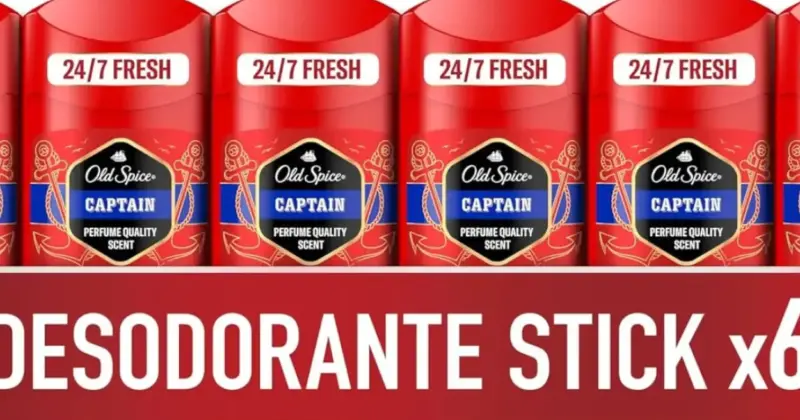 Pack de 6 desodorantes Old Spice Captain en barra para hombre con 33% de descuento a 13,99 €
