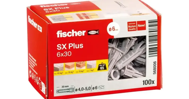 Pack 100 Tacos de Expansión Fischer SX Plus 6x30: Fijación Segura a Precio Imbatible