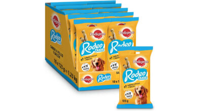 Pack x10 Snacks Pedigree Rodeo sabor pollo y bacon: premio saludable para perros a solo 17,09 € con un 19% de descuento