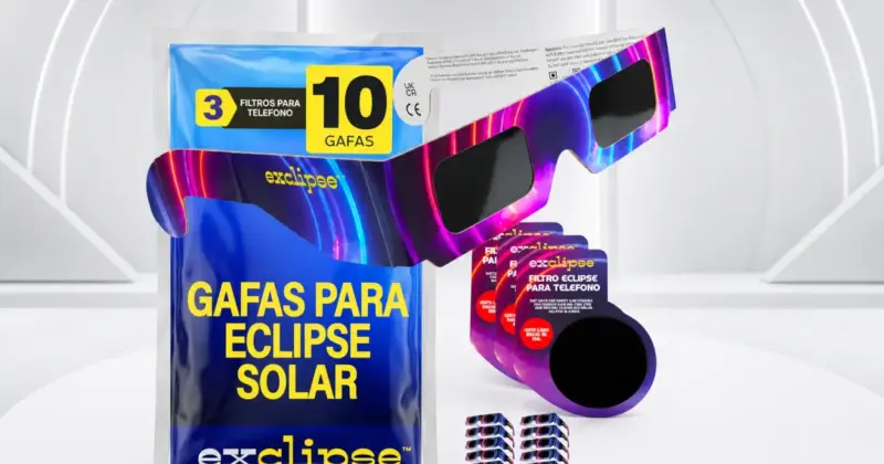 Pack de 10 gafas para eclipse solar con filtros móviles certificados a 8,54 € con 47% de descuento