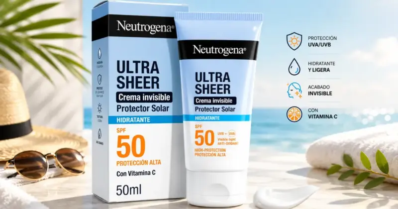 Neutrogena Ultra Sheer SPF50: Protección solar facial con hidratación y acabado invisible al 53% de descuento