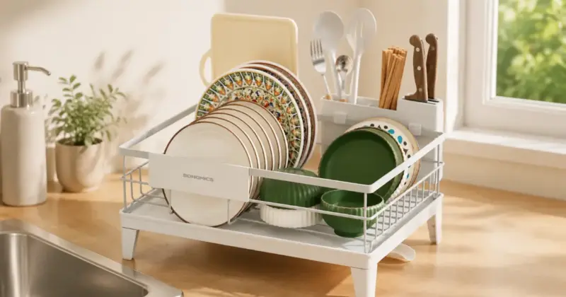 Escurreplatos Songmics giratorio y extensible: organización y drenaje eficiente a 17,09€ con 32% de descuento