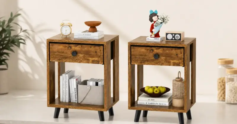 Pack de 2 Mesitas de Noche YMYNY con Almacenaje Funcional a 39,99 € con 33% de Descuento