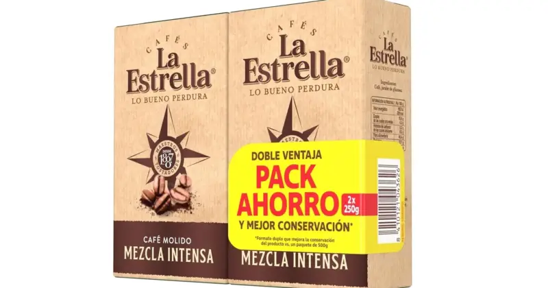 Pack x2 Café molido La Estrella Mezcla Intensa: sabor intenso y 28% de descuento en Amazon