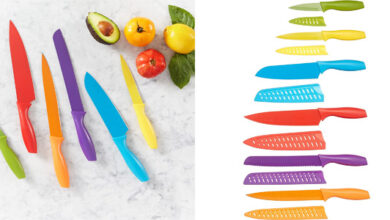Juego de 6 Cuchillos de Colores Amazon Basics con Fundas por 11,99 €: Calidad y Seguridad en tu Cocina