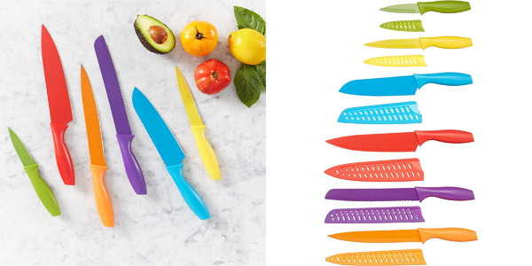 Juego de 6 Cuchillos de Colores Amazon Basics con Fundas por 11,99 €: Calidad y Seguridad en tu Cocina