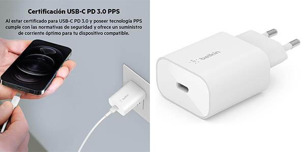 Chollo Belkin BoostCharge 25W: Cargador rápido por solo 11,99 € con 40% de descuento en Amazon