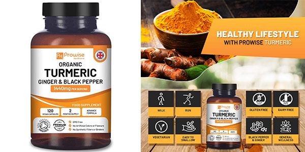 Cúrcuma ProWise 1440 mg con pimienta negra y jengibre: potente antiinflamatorio natural al 29% de descuento por 9,99 €