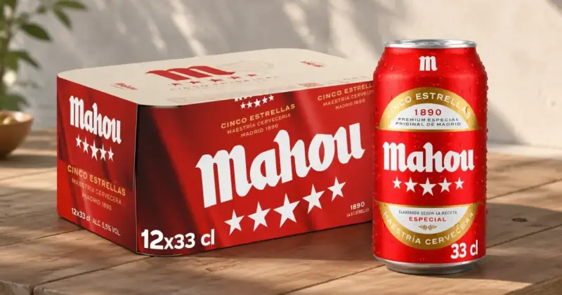 Pack de 12 cervezas Mahou 5 Estrellas de 33 cl por solo 7,18 €: calidad y sabor clásico al mejor precio