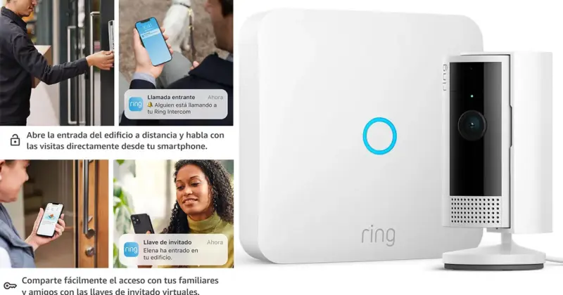 Ring Intercom+Ring Indoor Camera 2ª gen.: Controla el acceso a tu casa con un 58% de descuento en Amazon