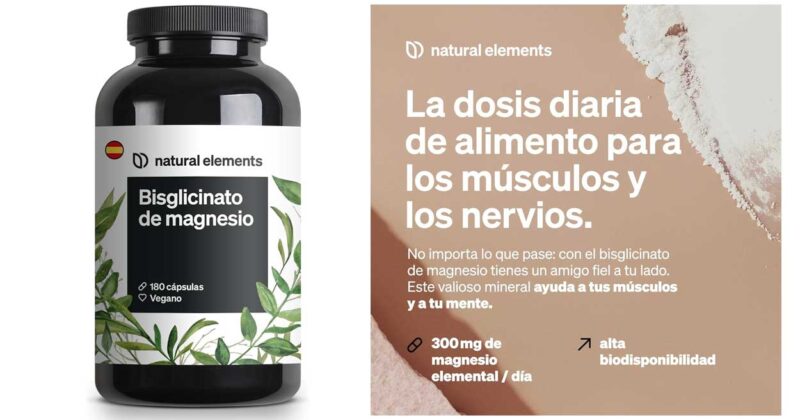 Glicinato de Magnesio Natural Elements: Suplemento natural para energía y relajación con un 30% de descuento