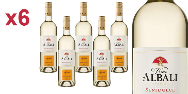 Pack de 6 Botellas de Viña Albali Vino Blanco Semidulce por 14,87 € con 17% de Descuento en Amazon