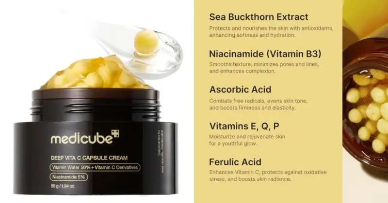 Medicube Deep Vitamin C: Crema Hidratante con Cápsulas Doradas para una Piel Radiante por 13,09 € con 39% de Descuento