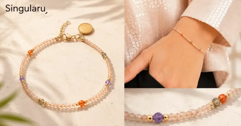 Pulsera Singularu Glam en acero con baño de oro 18Kt y cristales de colores al 44% de descuento