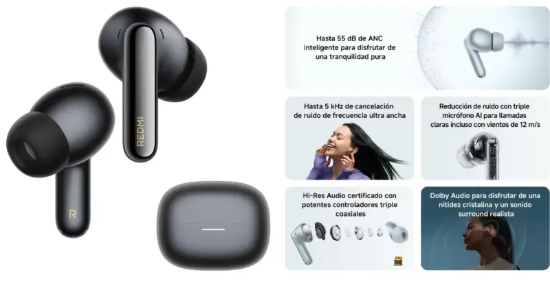 Auriculares Xiaomi Redmi Buds 8 Pro con Cancelación Activa y Dolby Audio a 25,90 € - 70% Descuento