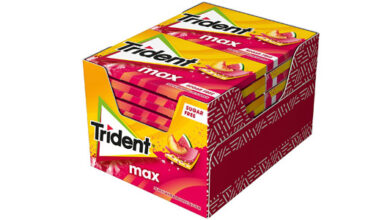Pack x12 Paquetes de Chicles Trident Max sin Azúcar sabor Melocotón y Sandía con un 20% de descuento