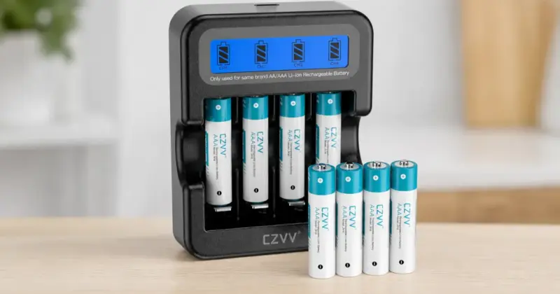 Pack de 8 pilas recargables CZVV AAA de litio 1,5 V con cargador LCD por 13,99 € con 75% de descuento